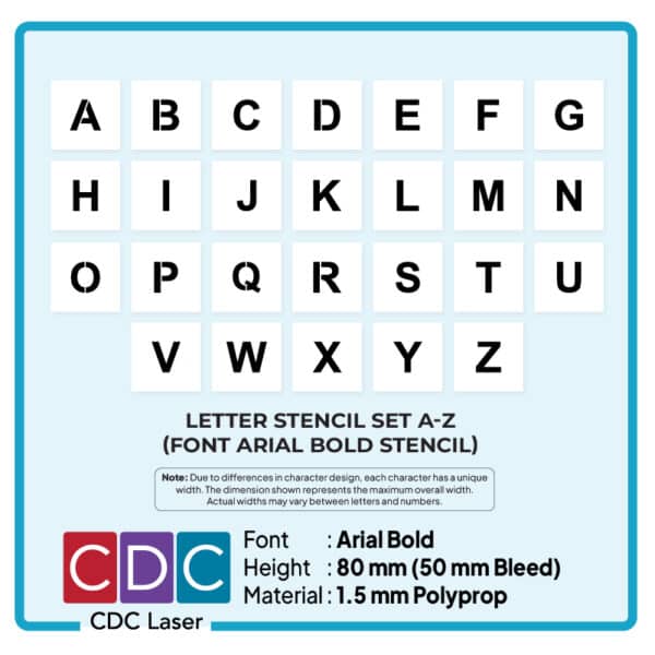 1. SLIDE 1- A TO Z - LETTER STENCIL (80mm Arial Bold)