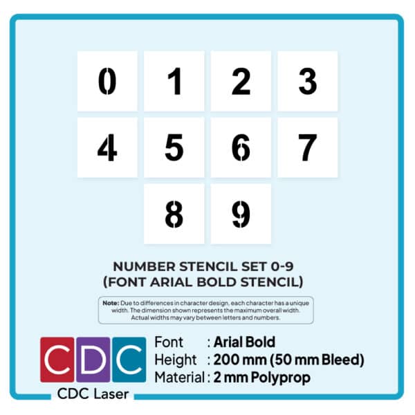 SLIDE 3.A - 0 TO 9 - NUMBER STENCIL (100mm Arial Bold)0